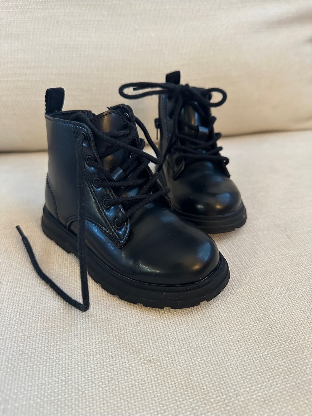 Zara Kids Black Lace-Up Ankle Boots